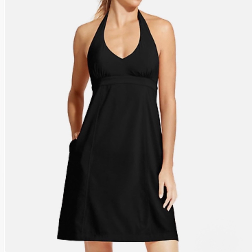 Athleta Dress Halter Top Athletic Tennis Golf Black Stretchy Lightweight Women 8